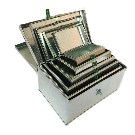 Huixiang lockable iron box metal storage box money box iron box white iron cover and thickened tool box large handmade box storage No. 12 60*47*41
