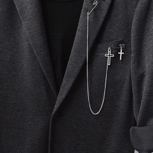 Nianfu pendant pin clip chain brooch men and women long cross pin brooch suit accessories for wife small fire chain brooch