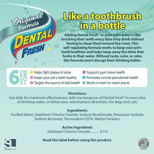 Dental Fresh Pet Teeth Cleanser Mouthwash Removes Bad Breath and Tartar for Cats and Dogs 946ml 32 Fl.Oz (approximately 946 ml) x 1 piece