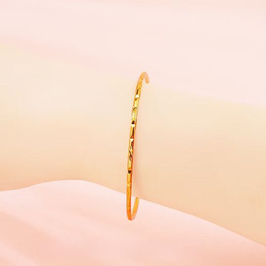 Qianjunjin store model Hong Kong duty-free light luxury 18k coil bracelet for women fashion 999 classic thin circle bracelet rice flower 60mm style one