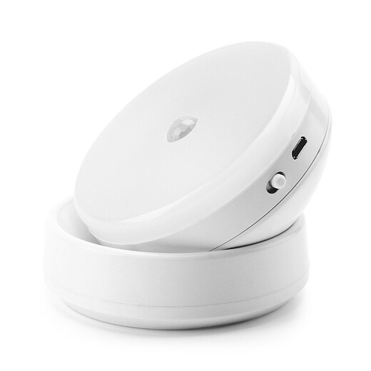 Nuofeng Human Body Sensing 360 Mobile Beleuchtung LED-Nachtlicht, Toiletten-Sensor-Licht, Schrank-Korridor-Nachtlicht, Veranda-Licht, rotierendes warmes Licht (wiederaufladbar + Trockenbatterie mit doppeltem Verwendungszweck)