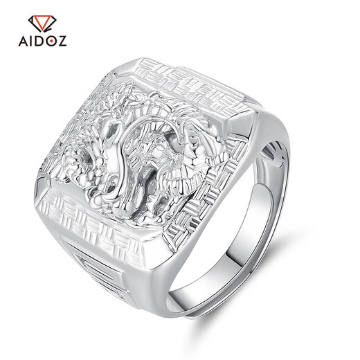 Aido Diamond pt950 men's platinum ring wide ring platinum domineering live mouth Wolong ring weight 24.8-25.0g