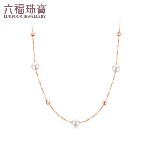 Lukfook Jewelry 18K Gold Gypsophila Gold Beads Freshwater Pearl Necklace Sliding Single G04DSKN0033RA Total Weight 4.08g Type B