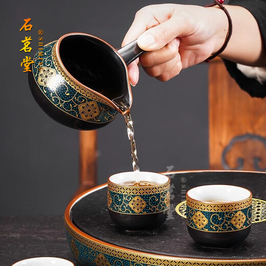 Shimingtang light luxury high-end Kung Fu tea set dry brewing small tea tray automatic teapot enamel Liujunzi tea ceremony gift classical coffee automatic tea set + tea tray 17 pieces