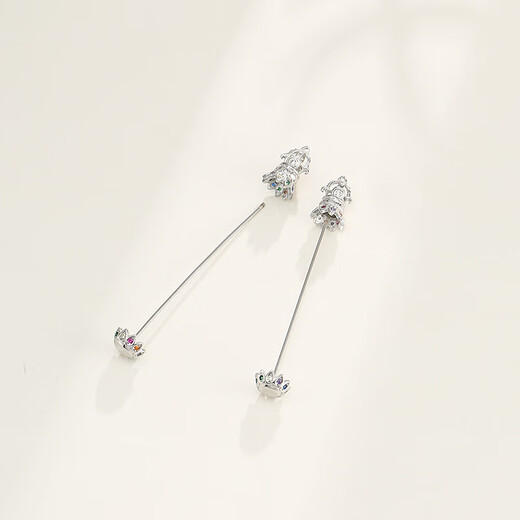 Fat Donglai's same style 18K gold-plated Dzi beads vertical buckle head empty support silver pendant empty support accessories buckle white gold