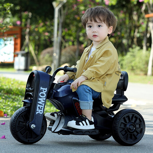 Selected children's electric motorcycles, rechargeable toy cars, male and female babies, remote-controlled three-wheel strollers with music and lights, red high-end dual-drive + Chaowei battery + remote control Children's Day gift