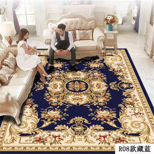 Xinlin European style living room carpet coffee table blanket sofa home bedroom full room floor mat modern simple machine washable customization style-K blue 200*300CM