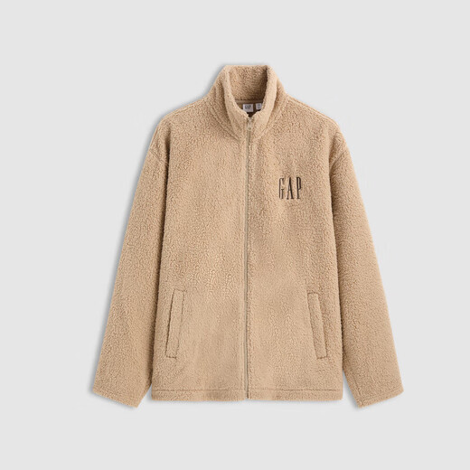 Gap men's and women's autumn letter logo plus velvet stand-up collar sweatshirt warm casual style jacket 658863