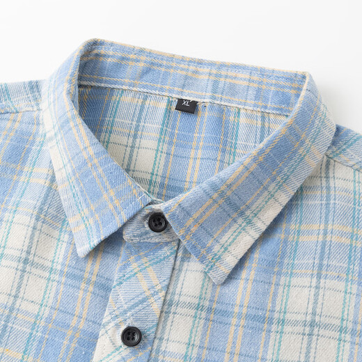 NASA GOOD long-sleeved shirt men's spring and autumn Korean style trendy plaid shirt youth casual loose jacket blue 2XL