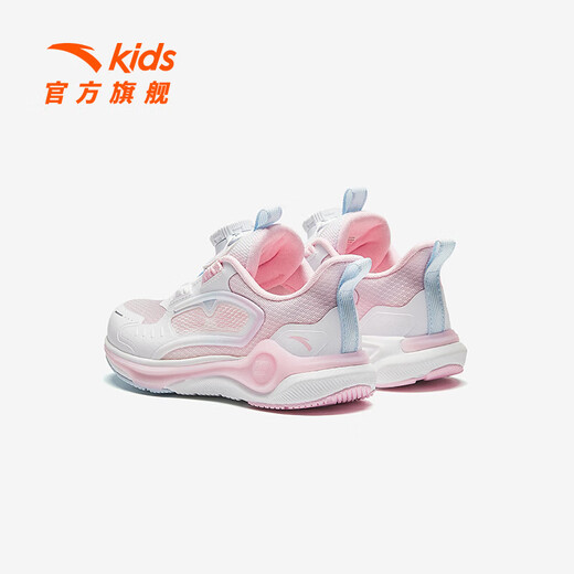 
Anta children's sneakers for men and women children's autumn and summer net leather knob button technology Lingyun running shoes [Girls] White/light pink/frozen blue 9903-2 28