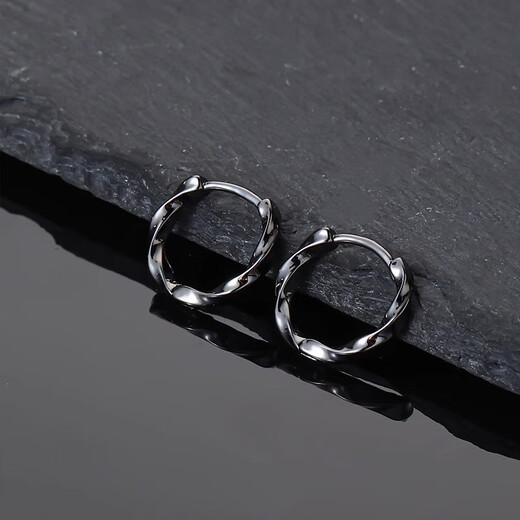 Mansheng 999 Pure Silver Earrings Men's High-end Sensitive Rings 2024 New Trendy Women's Single Black Earrings Men's Gift S999 Pure Silver Black 12mm Single
