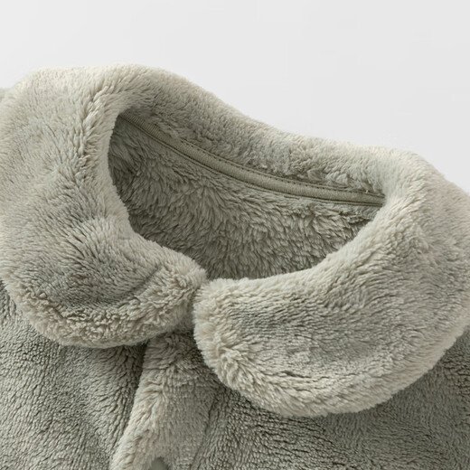 DAVE&BELLA baby girl milk velvet jumpsuit newborn romper children's pajamas winter new baby boy's bag pea green ready stock 90cm (recommended height 80-90cm)