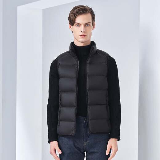 Tambor light down jacket vest for men with short stand-up collar, light and warm, comfortable vest with inner layer TA330033 black 180