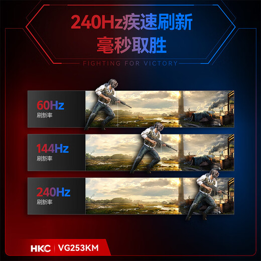 HKC 24.5英寸240Hz高刷HVA快速液晶显示屏GTG1ms旋转升降电竞PS5游戏台式电脑显示器猎鹰VG253KM