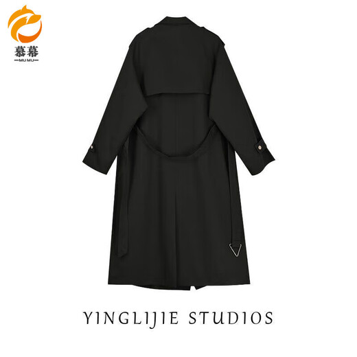 Mumu black windbreaker jacket men's British style mid-length 2025 autumn and winter new small casual cotton coat men 051 black long 2XL recommended 140Jin Jin equals 0.5kg -160Jin Jin equals 0.5kg