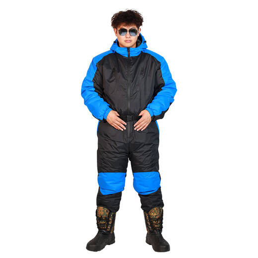 Mengda thickened and warm winter fishing clothing, winter fishing for anchor fish, ice fishing, cold storage, sea fishing, antifreeze one-piece cold-proof down jacket, gray one-piece cotton jacket 2XL (recommended height 1.8-1.85 and weight 210 or above
