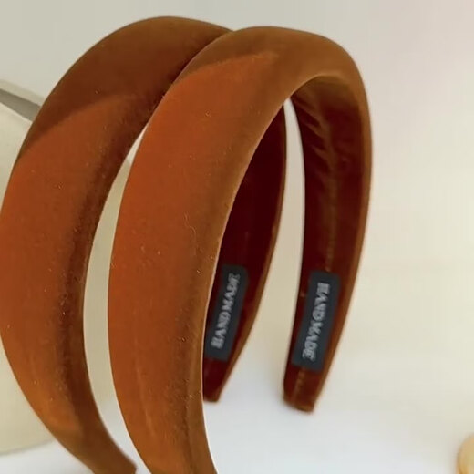 BARY REEF's new Hong Kong style headband with large head circumference, new headband, winter velvet hair accessories, high skull pumpkin color headband hairpin for women, mature pumpkin (whitening)