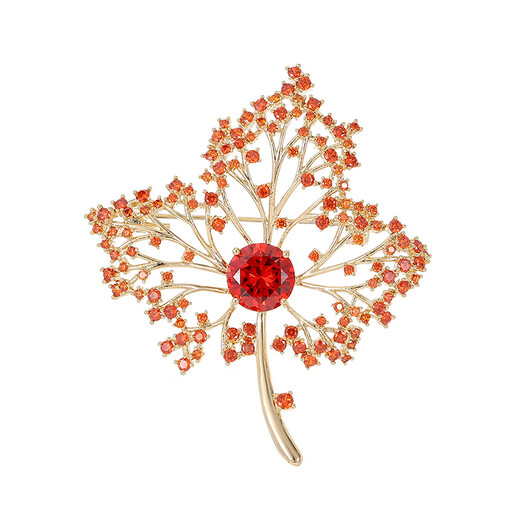 Violet empty red maple brooch high-end women's red maple leaf corsage 2024 new trendy brooch red 1