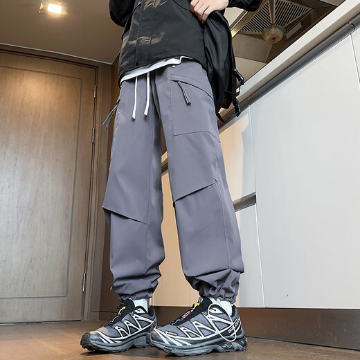 Dingfengbaoluo casual pants men's autumn loose long pants sports quick-drying American outdoor overalls 2416 black XL