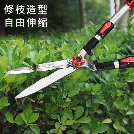 Jingyouyu Cizos de jardinería de calidad japonesa Recorte de césped para el hogar Flores y plantas Ramas de recorte Artefacto Corte de cobertura gruesa Guesos grandes Guesos de aleación de aluminio Modelo telescópico de doble borde (750-880 mm) Guaves libres