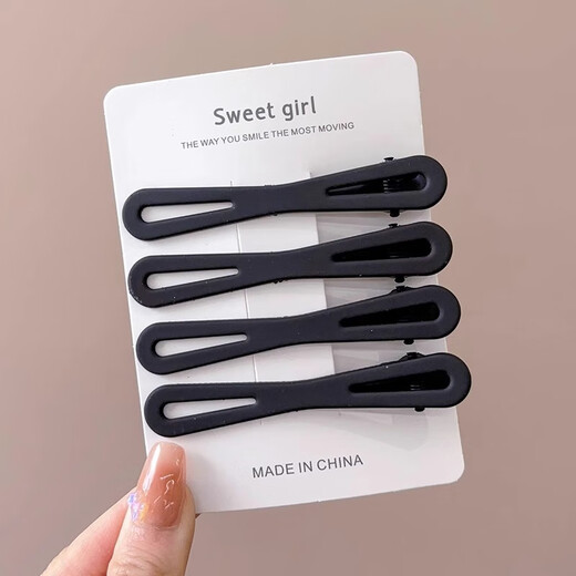 Jieweiyi seamless hair clip women's forehead clip broken hair artifact clip headwear clip side hair clip bangs one-word clip BHFJ119 bow black 4-piece set