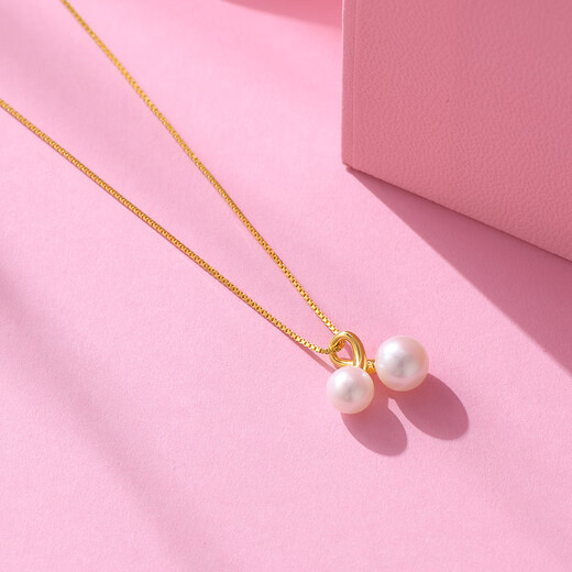 Shixi's good things come in pairs 18K pearl pendant for women as a Valentine's Day gift for girlfriend on Chinese Valentine's Day with 925 silver chain