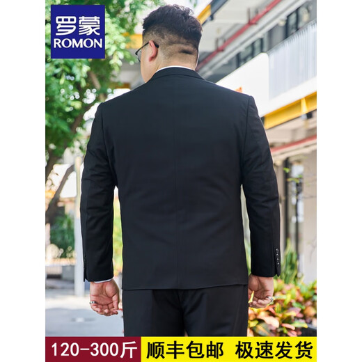 ROMON high-end large size suit men's suit plus fat plus fat business formal suit jacket wedding dress casual large size black (single suit top) 185/XXL weight 150-170Jin Jin is equal to 0.5 kg