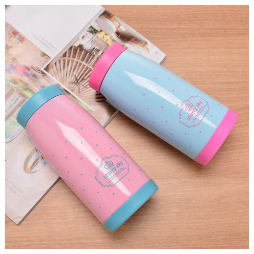 Menghuaji Student Thermos Cup Creative Simple Couple Water Cup Cute Ladies Portable Stainless Steel Thermos Cup Personalized Big Belly Cup 500ml Random Style
