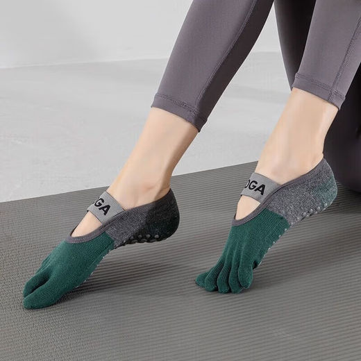 Yoga shoes five-finger yoga socks non-slip 2024 new summer dance fitness socks indoor Pilates non-slip green 1 pair