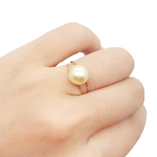 Caizhi New Product 18K Gold Big Mouth Ring Pearl Ring Empty Holder Women's Jasper Beeswax DIY Accessories K Red Ring Holder 15# Does not contain pearls