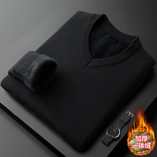 PRIDEME Einteiler für den Winter, verdickter Samt und warmer All-in-One-Pullover aus Samt mit V-Ausschnitt für Männer, langärmliger, schmaler Pullover für Männer, LDK2116-weiß L Gewichtsempfehlung 120-130Jin Jin entspricht 0,5 kg