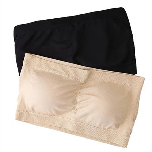 Modal one-piece student back-wrapping anti-exposure tube top underwear for women strapless bra with built-in pads, black M 160