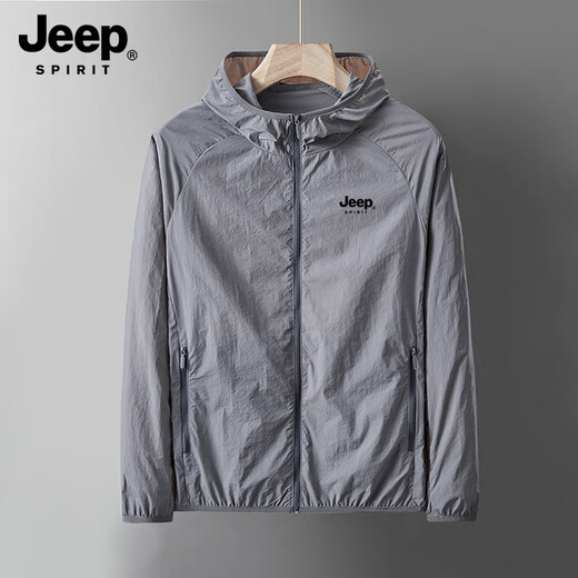 JEEP SPIRIT Jeep Ice Silk Sun Protection Clothing Men's Summer Thin Quick-drying Breathable Fishing Jacket Anti-UV Sun Protection Clothing Men's YGL-1899 Mist Blue 2XL Recommended 130-145Jin Jin equals 0.5 kg
