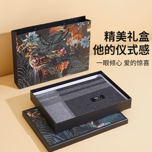 Septwolves Men's Wool Scarf Winter Thickened Warm Scarf High-end Birthday and Valentine's Day Gift for Boyfriend and Husband Medium Gray