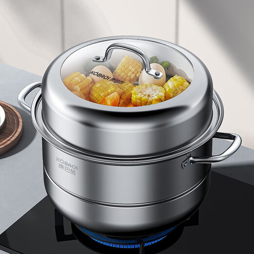 Konbach German export Konbach steamer three-layer 304 stainless steel large-capacity gas household steamed bun steamer steamer two-layer 28cm