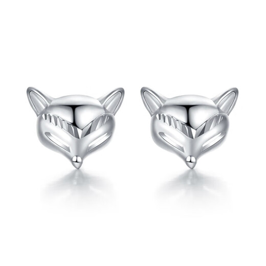 Jincaifu PT950 Cute Fox Platinum Earrings Boutique Fashionable Platinum Women's Earrings Platinum Fox Earrings About 2.6g