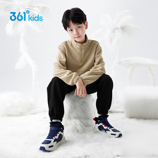 361 Children's Clothing Thickened Pullover Casual Sweatshirt for Boys and Girls, Winter New Style One-Piece Children's Fashion Polar Fleece Top, Apricot 150cm