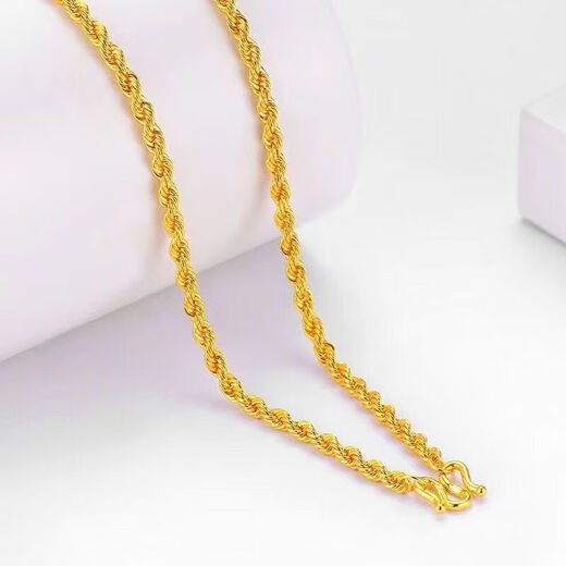KZD Old Phoenix Gold Store model 999 gold-plated silver water wave necklace women's silver personalized ball chain clavicle chain gold-plated silver will not fall off ball chain 45 cm about 5 grams