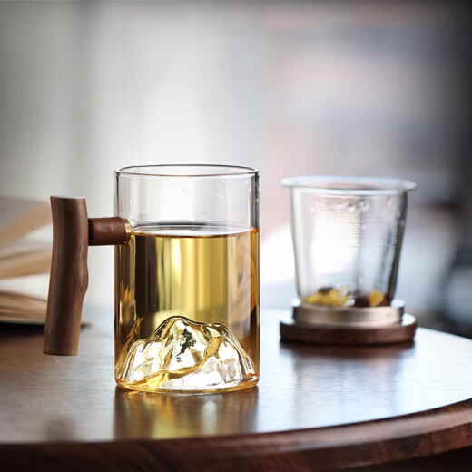Japanese tea ceremony cup for personal tea cup tea water separation men's tea cup glass with handle 9194 Hongya three-piece cup [beech] 450ml 200mL (inclusive)-400mL (inclusive)