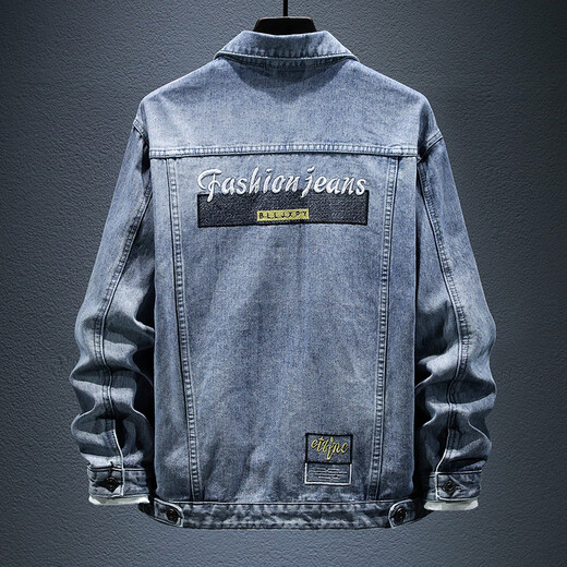 Romon Denim Jacket Men's 2025 Spring and Autumn Large Size Top Trendy Brand Combed Cotton Retro Embroidery Men's Work Jacket Black Gray Jacket XL