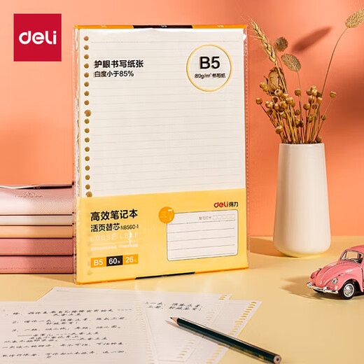 Deli B5/60 loose-leaf notebook refill 26-hole efficient note format refill loose-leaf paper NB560-1