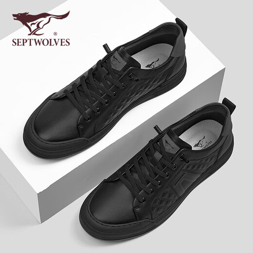 SEPTWOLVES official men's shoes new sneakers business men's shoes men's white shoes casual shoes W8343430083 black 40