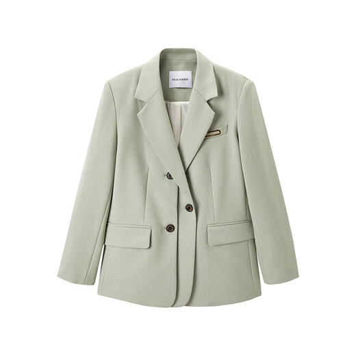 PEACEBIRD Women's Spring 2024 Double-Breasted Suit A1BAE1202 Gray Green S
