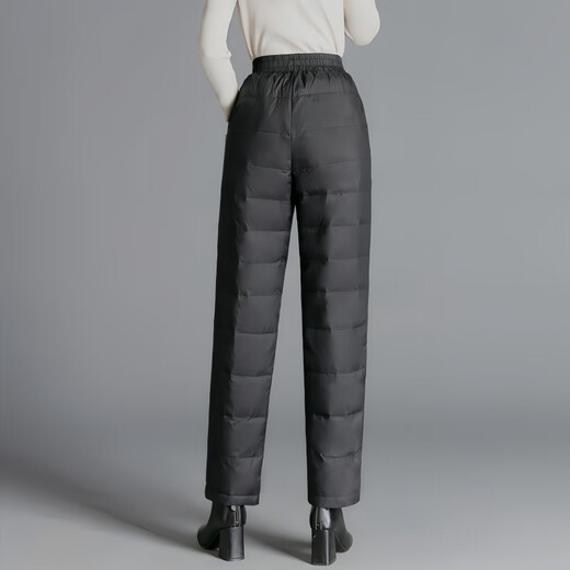 Antarctic Down Pants Women's Outerwear High Waist Large Size Slimming Middle-aged and Elderly Mothers Thickened Warm Duck Down Cotton Pants Winter Black 2XL Recommended 125-135 Jin Jin equals 0.5 kg