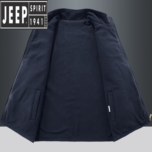 Jeep (JEEP) Autumn and Winter Reversible Vest Men's Outdoor Warm Fleece Vest Polar Fleece Waistcoat Velvet Vest Sleeveless Jacket [1906A] Army Green 2XL Recommended 150-170 Jin [Jin equals 0.5 kg]