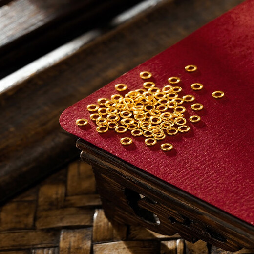 Ji Ge 18K ancient gold old gold small gold ring spacer bead spacer DIY bracelet bracelet necklace jewelry stationery accessories diameter 1.8mm hole about 1mm about 0.018 grams