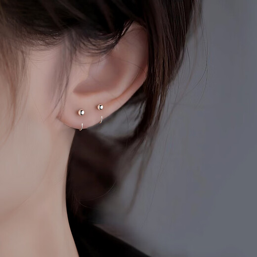 Maoyue pure 999 pure silver bean earrings for pierced ears for sleeping without removing earrings 2024 new niche design earrings for women S999 pure silver bean ear hooks