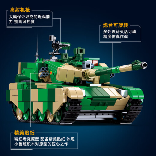 Happy Little Luban World War II T34/85 Tiger King Tank Normandy Battle assembled building blocks toy model Children's Day gift B7071 remote control 99A tank eight normal rules
