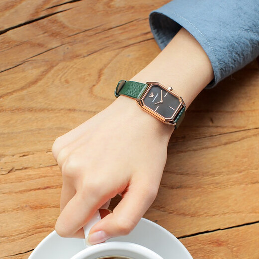 EMPORIO ARMANI Armani watch women's square small green watch brand business quartz watch Chinese Valentine's Day gift for girlfriend Retro small green watch AR11149