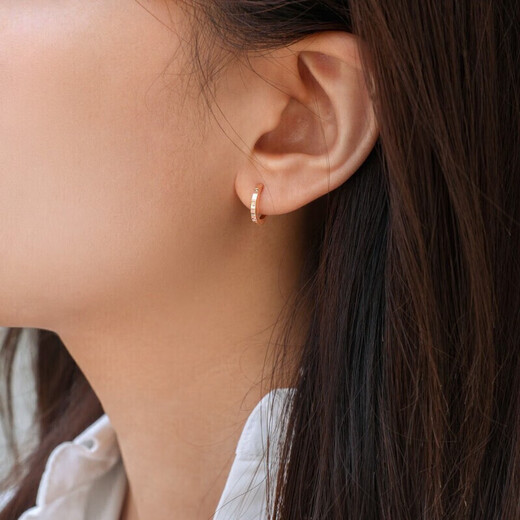 Chow Sang Sang 18K rose gold earrings Yong series ring single stud earrings 92539E pricing